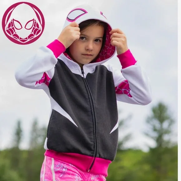 Felpa Con Cappuccio Marvel Spider-Gwen Ghost Spider Per Ragazze, Taglia 14-16, Ufficiale, Morbida E Calda